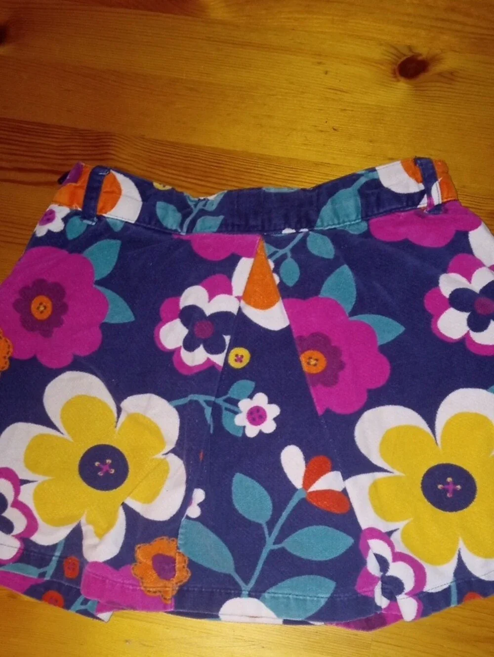 Gymboree Navy Skirt with Yellow, Pink and Teal Floral Print